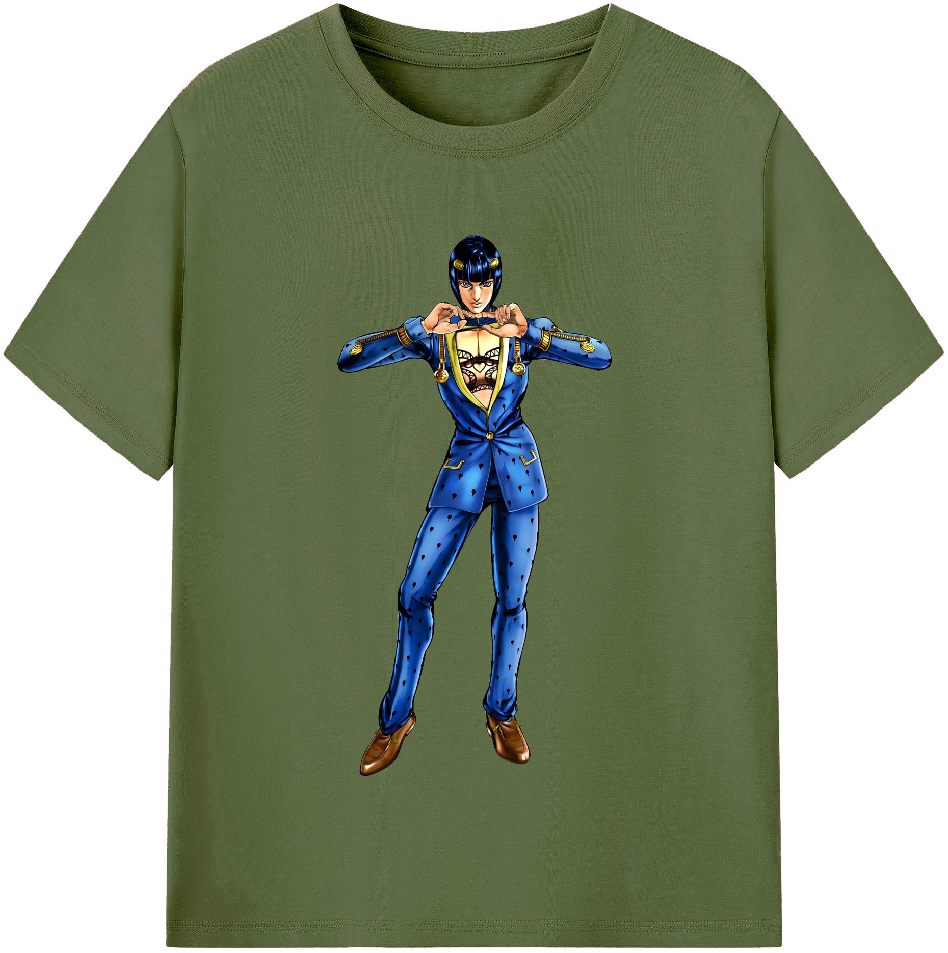 （画像用） ジョジョの奇妙な冒険 ブローノ?ブチャラティ JoJo's Bizarre Adventure Bruno Bucciarati 綿100％半袖Tシャツ（フロントプリント）